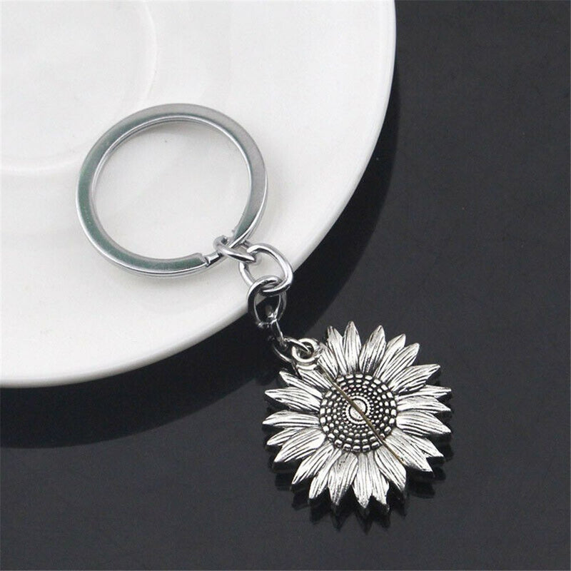 Locket Key Chain Sunflower Keychain You Are My Sunshine Car Keyring Pendant