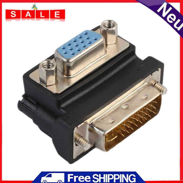DVI-I 24+5 to VGA 15 Pin Female 90° Right Angle Converter DVI to VGA RG