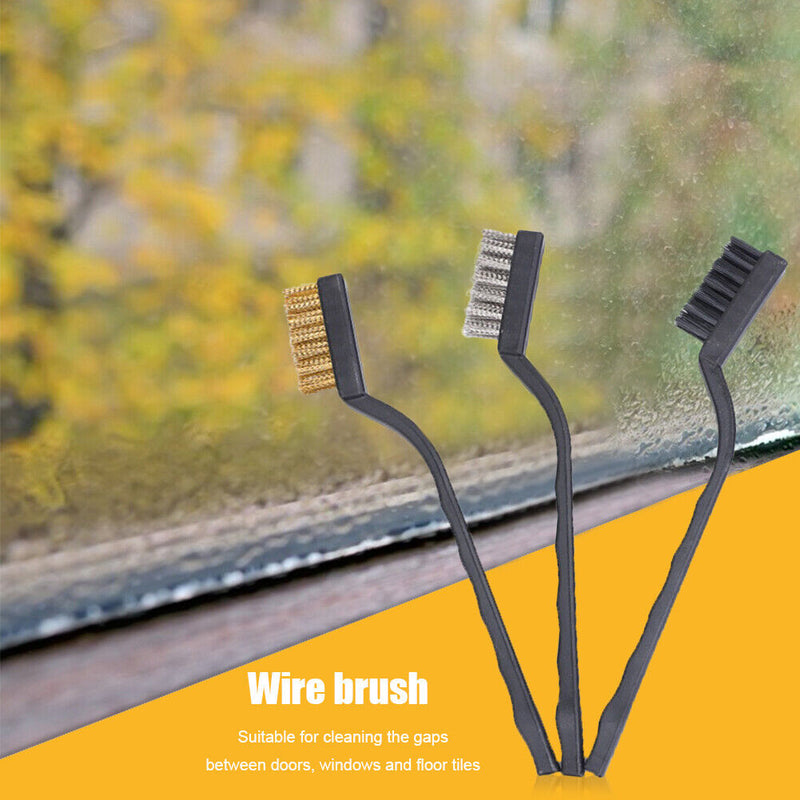 3pcs Wire Brush 7 inch Mini Rust Paint Remover Scrubbing Cleaning Brushes Newly