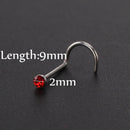 Steel Body Jewelry Nose Piercing Crystal Screw Stud Nostril Hoop Nose Ring