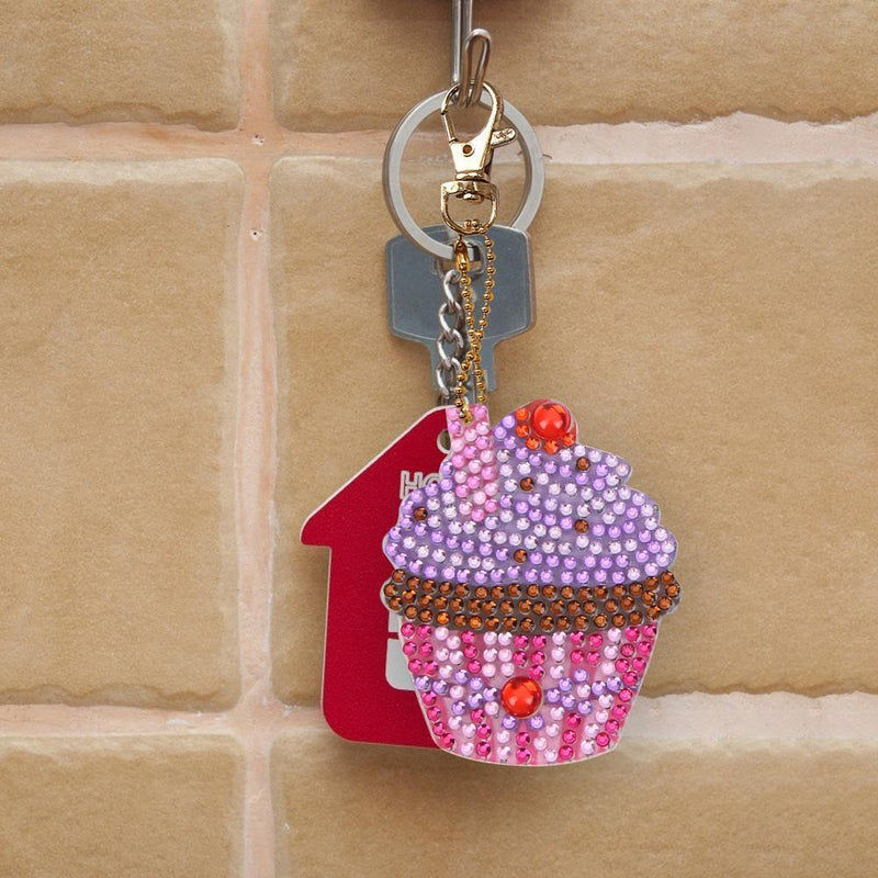 4pcs DIY Full Drill Special Shaped Diamond Painting Women Bag Cupcake Keychain