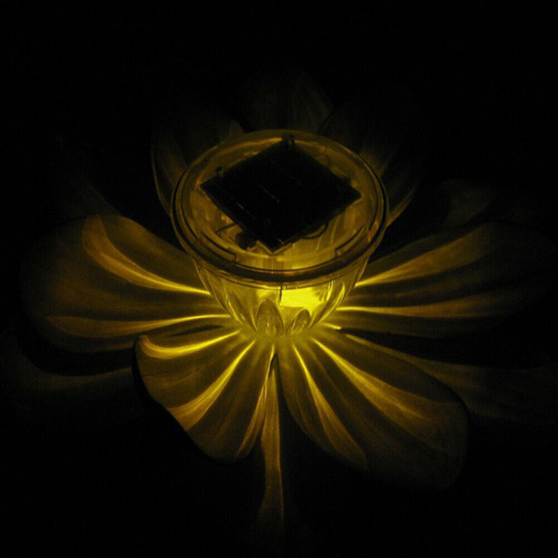 Lotus Solar Lights Flower Float Waterproof Outdoor Pond Pool Decor (White)