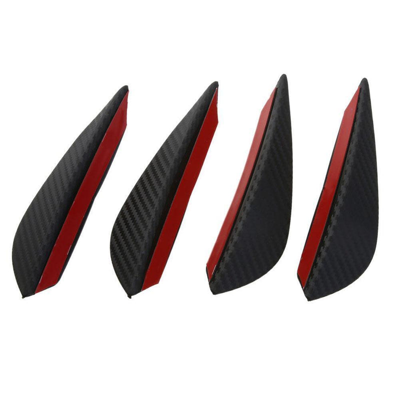 4PCS/Set Black Carbon Fiber Fit Front Bumper Lip Splitter Fluted Air