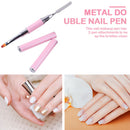 Double-Ended Nail Pen Poly Nail Gel Brush Stainless Steel (Light Pink) Newly