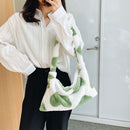 Fashion Women Plush Autumn Winter Contrast Color Large Shoulder Bag Handbags