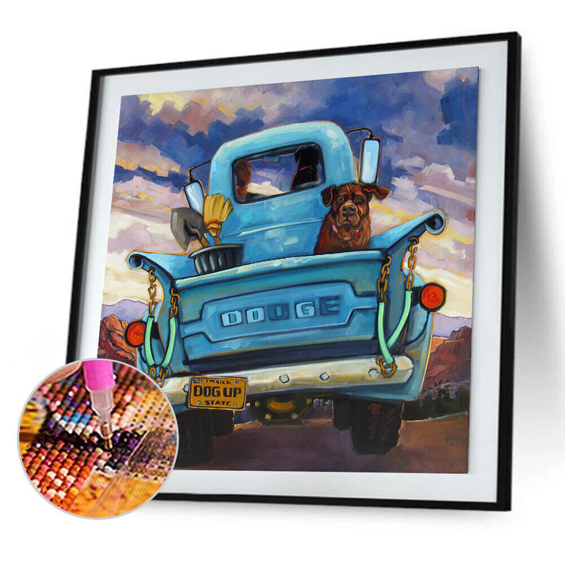 5D DIY Blue Truck Full Round Drill Diamond Painting Kit Artwork Handicraft Newly