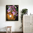 5D DIY Diamond Painting Street Lamp Flowers Full Round Drill Mosaic Picture K