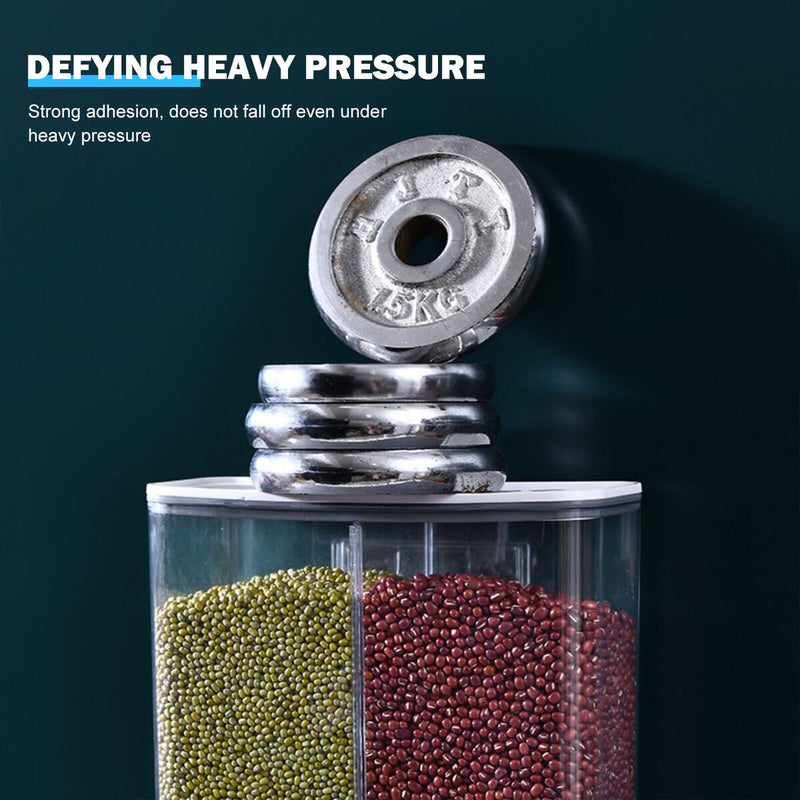 Wall Mounted Dry Food Dispenser Whole Grains Rice Bucket Large 1/2-Grid Storage