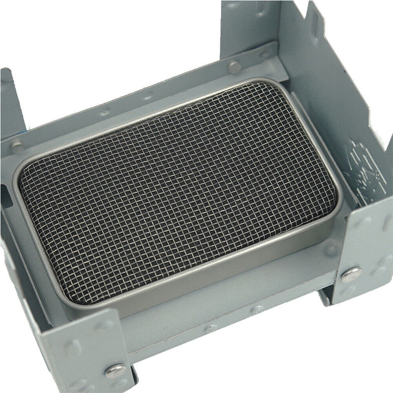 #A Mini Folding Camping Alcohol Stove Stainless Steel Solid Fuel Wax Furnace