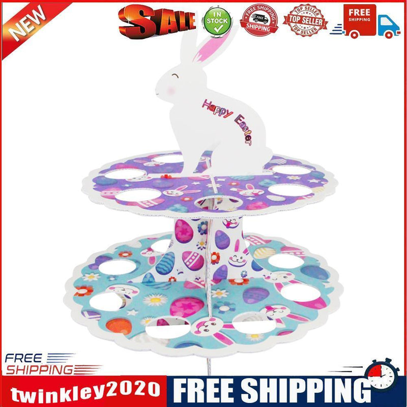 2 Layers Easter Egg Tray Party Dessert Cupcake Display Holder (A Bunny)