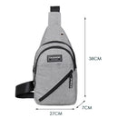 Double Zippers Solid Color Chest Bags Men Outdoor Sports Nylon Crossbody Bags