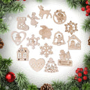 15pcs Christmas Hollowed-out Hanging Ornament Wooden Pendant Room Decoration