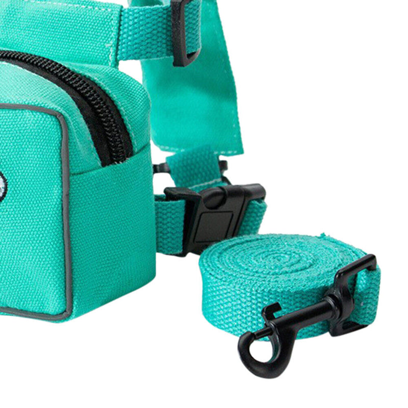 Pet Cat Dog Backpack Printed Chest Strap Harness Traction Rope (Green L) Newly