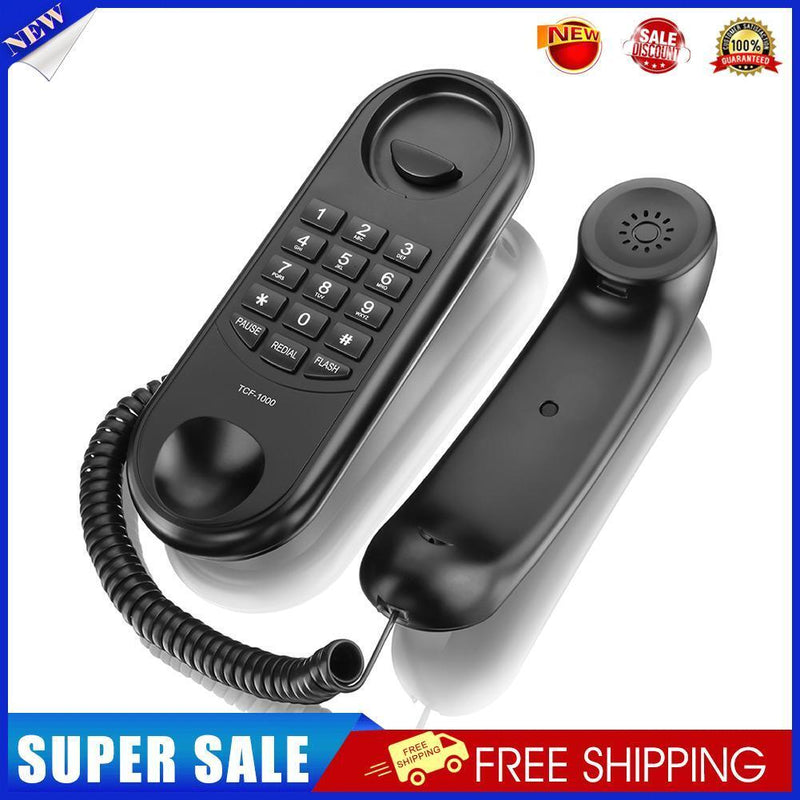 Corded Phone Wall Mountable Landline Telephone Big Button for Home (Black)