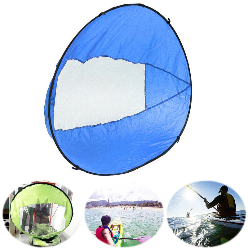 Foldable Kayak Boat Wind Sail Surfing Kayak Downwind Wind Paddle (Blue) Newly
