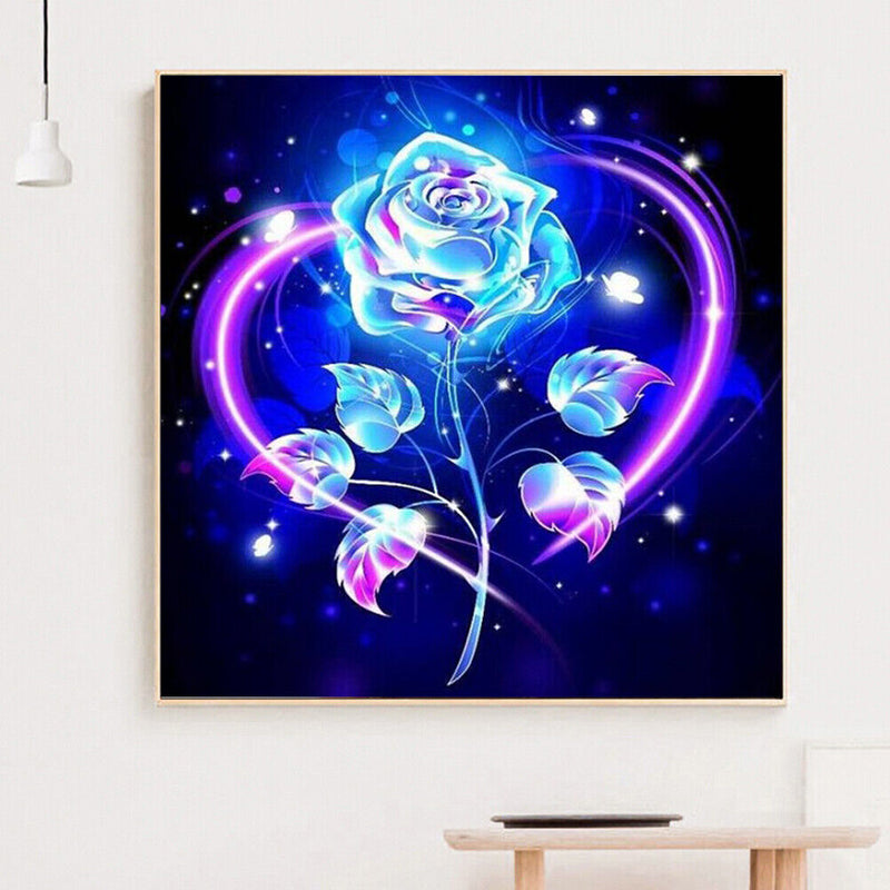 5D DIY Diamond Painted Round Diamond Blue Rose LD166
