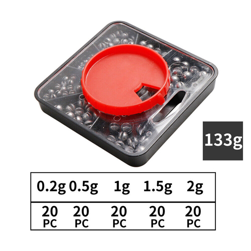 100pcs Tungsten Sinker 0.2-2g Fishing Weights Sinker Opening for Carp Bass