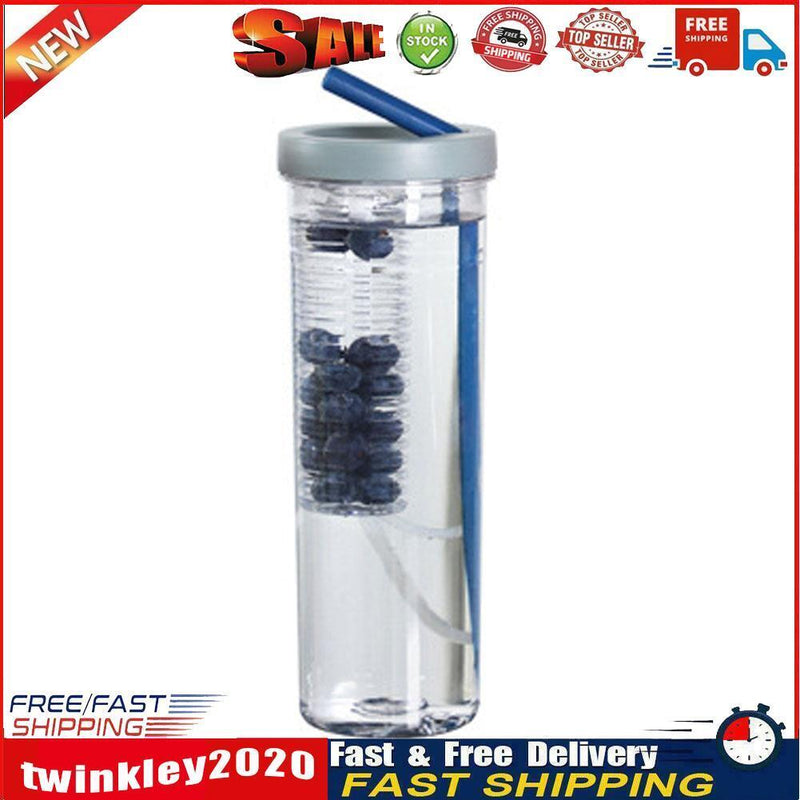 Plastic Water Bottle Straws Portable Tea Outdoor Travel Mug (Light Grey) Newly