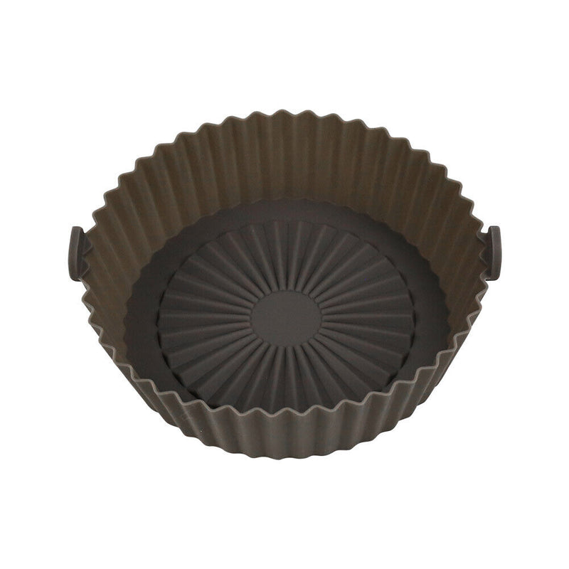 #A Round Air Fryer Tray Food Safe Silicone Grill Pan Washable Kitchen Cooking