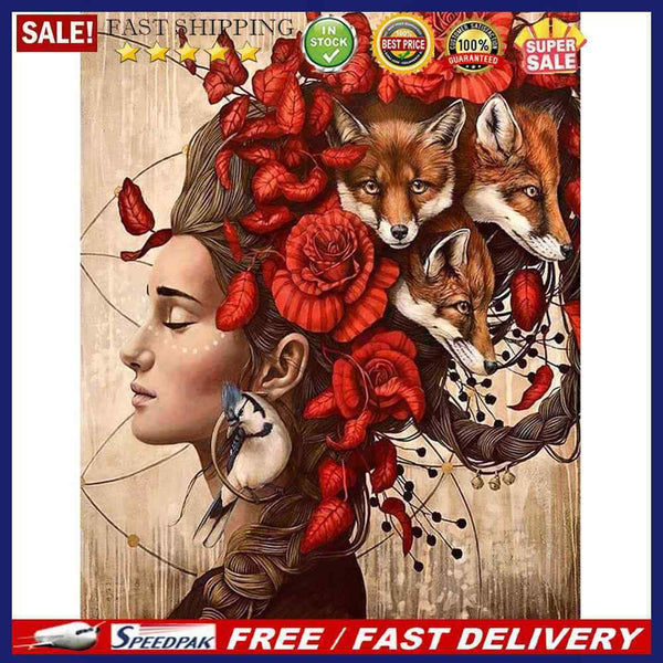 Fox Girl Oil Paint By Numbers Kits DIY Handpainted on Canvas Wall Art Picture