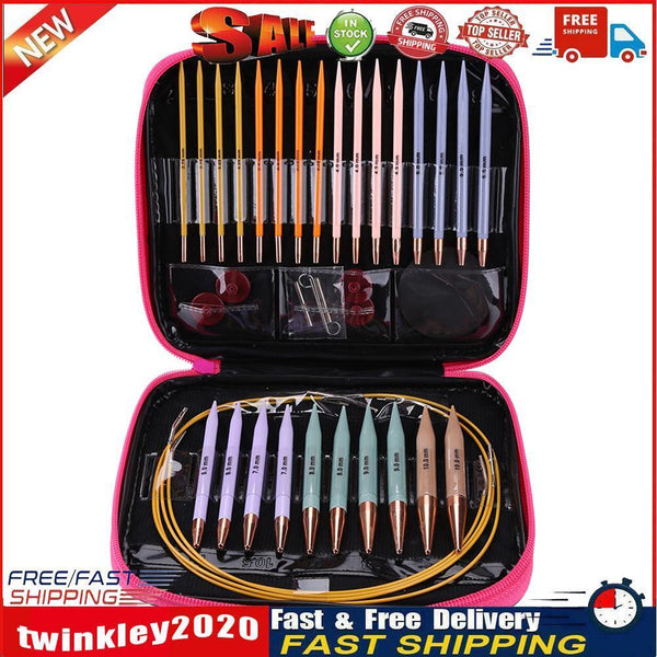 Crochet Hook Circular Knitting Needles Set with Case DIY Craft Sewing Kits Newly