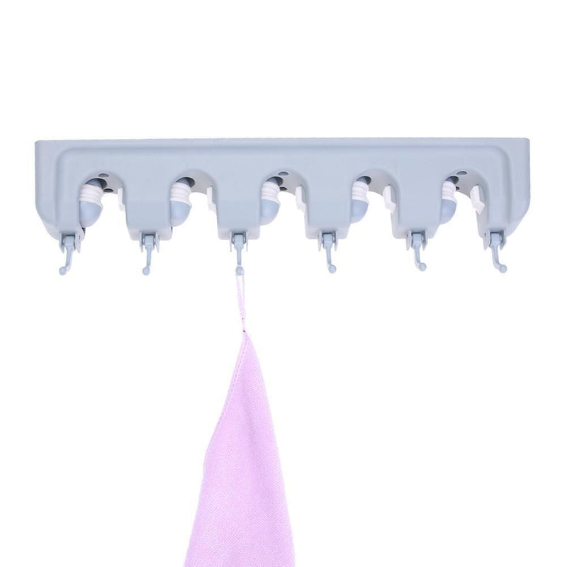 ABS Plastic Wall Mop Holder Broom Organizer 5 Slots 6 Hooks Multifunctiona