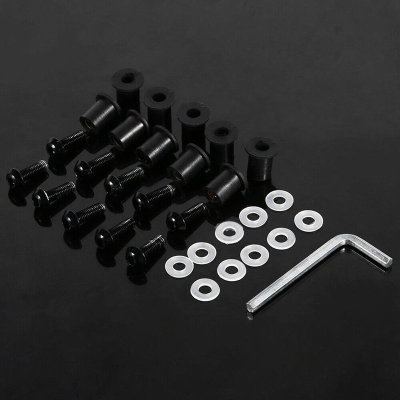 10pcs 5mm/0.20in Motorcycle Windscreen Windshield Bolt Screw Kit (Black)