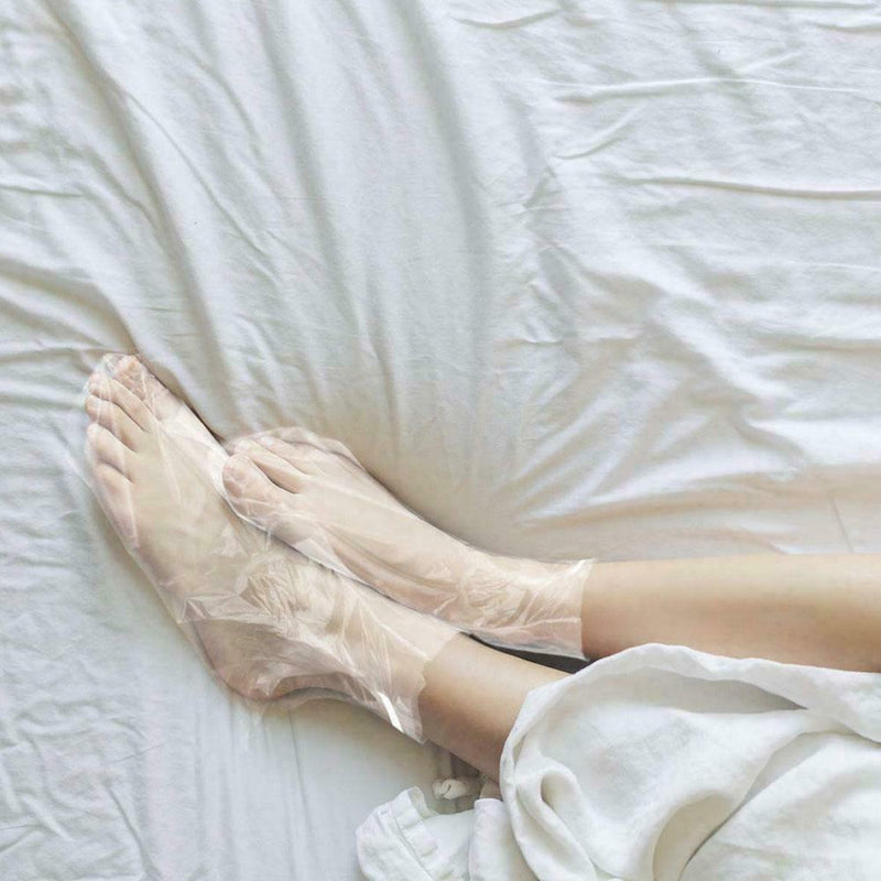 100pcs Disposable Plastic Foot Covers Bags Clear Booties Bath Paraffin N8L6