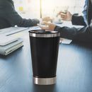 Double-layer Thermal Mug Beer Cups Stainless Steel Coffee Bottle (Black)