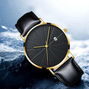 Fashion Ultra-thin Men Leather Strap Business Casual Quartz Wristwatch (D)