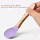 Baby Wooden Silicone Feeding Spoon Toddlers BPA-free Tableware (2) Newly