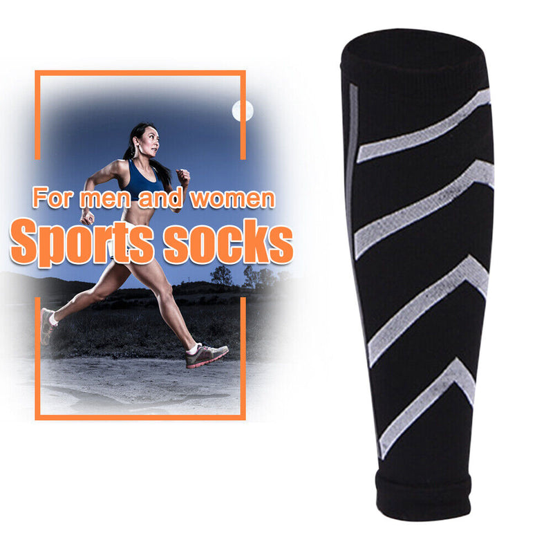 Leg Calf Shin Splints Support Running Athletics Compression Sleeves (Black)