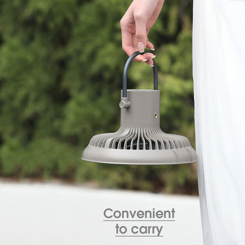 8000mAh Outdoor 3 in 1 LED Light Desktop Cooling Ceiling Fan (Dark Grey)