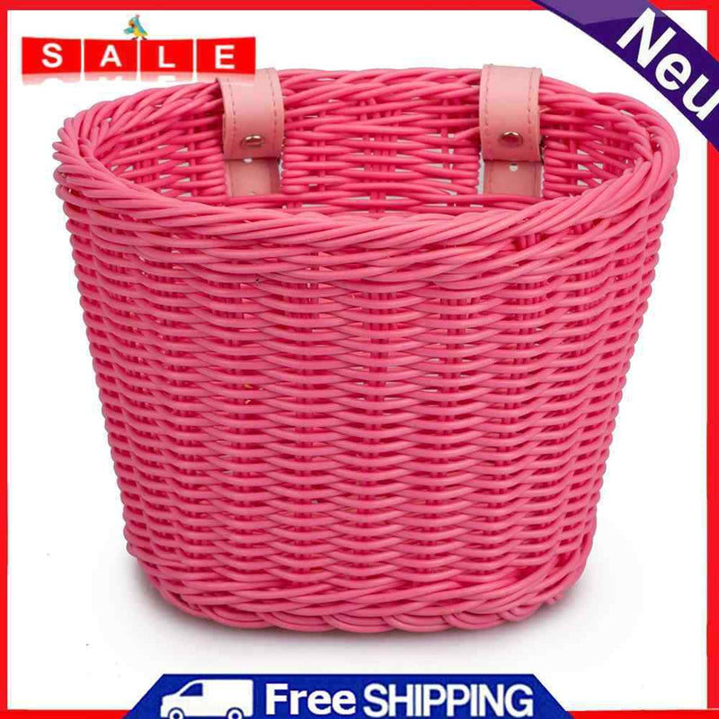 PE Rattan Handlebar Carrier Bag Bicycle Front Basketball Holder Cycling Accessories