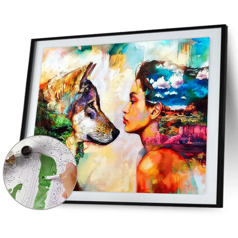 Painting By Numbers Acrylic Handmade Girl and Beast Digital Picture Art Decor
