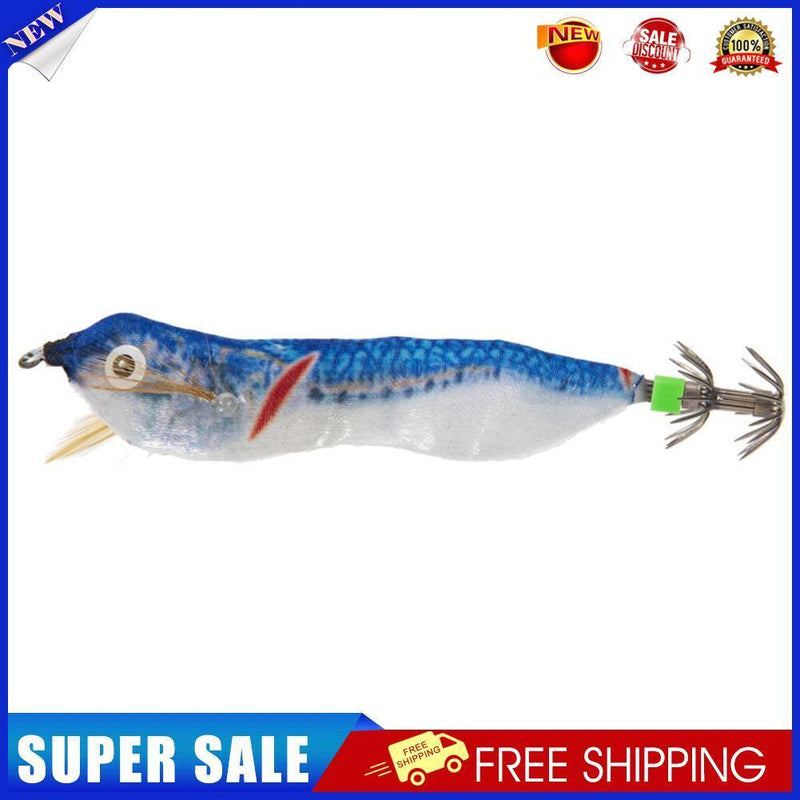 103mm LED Luminous Wood Shrimp Bait Squid Jigs Hook Fishing Lures (Blue)