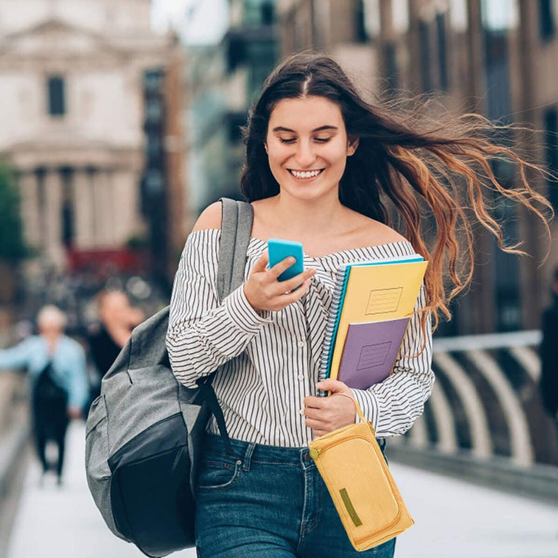 Portable Pen Bag-Linen Big Capacity Stationery Bag Cosmetic Bag for Boys Girl