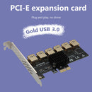 PCI-E Riser Card 1 to 6 USB 3.0 Multiplier Hub BTC Mining Expansion Card UK