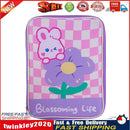 Girl Cartoon PU Checkerboard Pattern Tablet Case Zipper Clutch (Purple) Newly