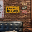 Welcome Beer Zone License Plate Metal Tin Sign Plaque for Bar Pub Club Cafe
