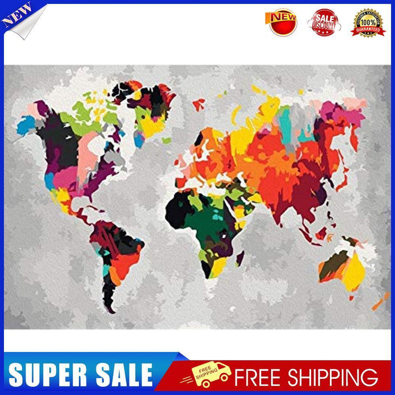 World Map Oil Painting By Numbers Canvas Wall Drawing Kits DIY Home Decor