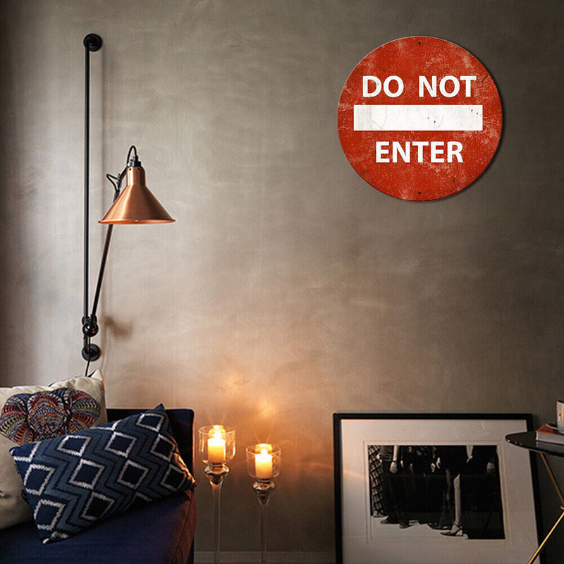 Do Not Enter Round Metal Plate Tin Sign Plate for Bar Pub Club Cafe Accessories