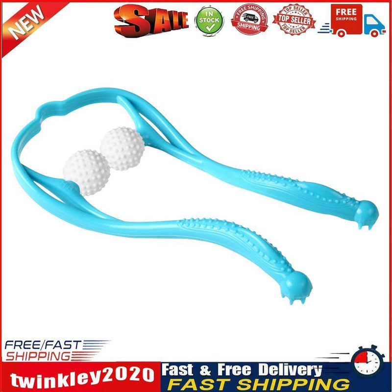 Manual Cervical Spine Massager Massage Pain Relief Neck Roller (Blue) Newly