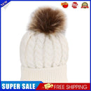 Mom Baby Kid Warm Raccoon Fur Bobble Beanie Cotton Knitted Parent-Child Hat