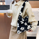 Women Fashion Animal Pattern Print Shopping Bags Plush Large Tote Shoulder Bag