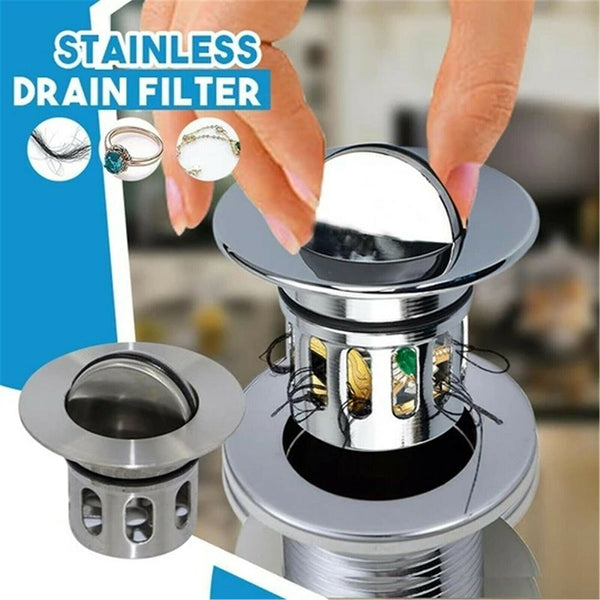 Wash Basin Bounce Drain Filter With Anti-clogging Basket Sink Drain Plug