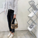 Cartoon Woollen Bear Print Underarm Handbag Women Top-handle Bag (Khaki)