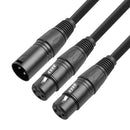 50cm 3 Pin XLR Male to Dual Female Y Splitter Adapter Cable Converter Black