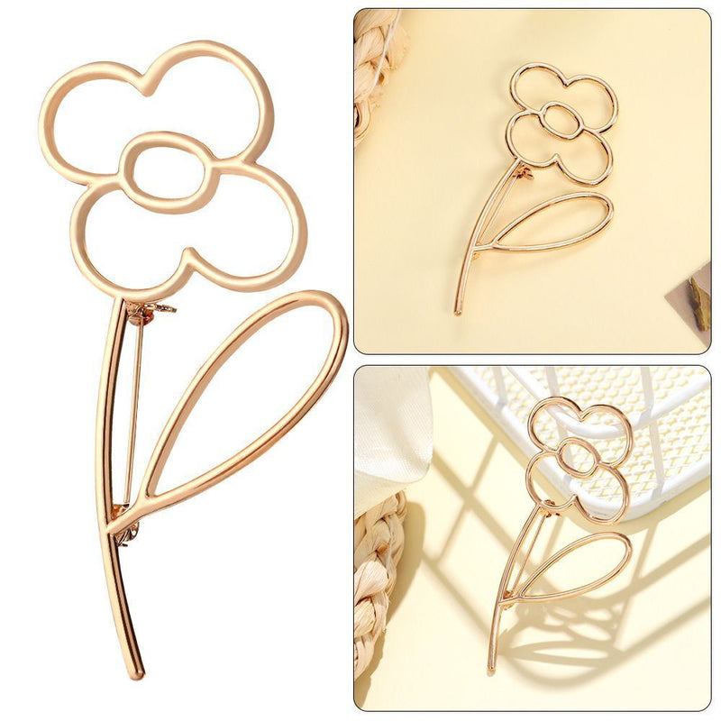 Women Scarf Buckle Lapel Simple Pin Flower Brooch Alloy Hollow Fashion