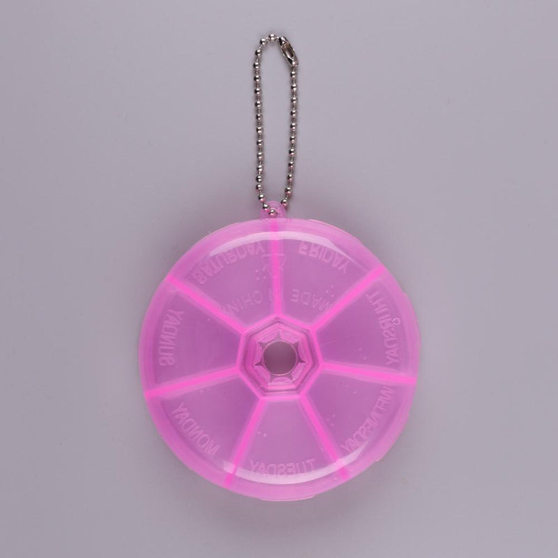 Portable 7 Day Weekly Round Drug Tablet Pill Box Medicine Splitters (Rose)